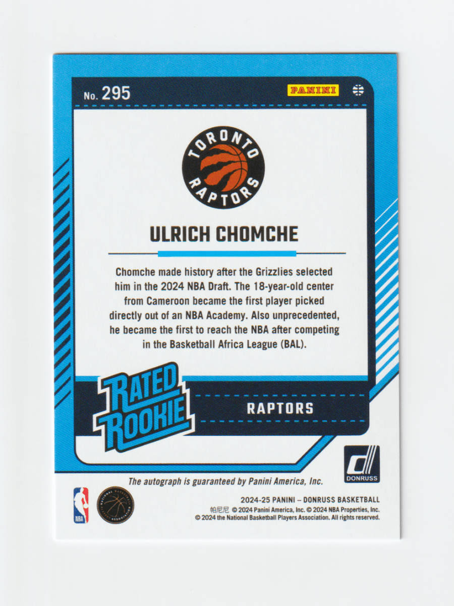 2024 - 25 DONRUSS ULRICH CHOMCHE RATED ROOKIE SIGNATURE RED LASER /49 by Fabio’s Black Box on MYNTED