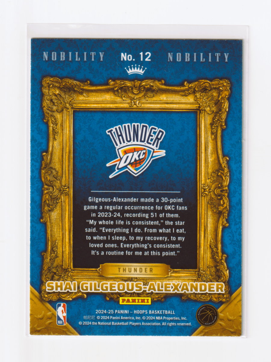 2024 - 25 NBA HOOPS SHAI GILGEOUS - ALEXANDER NOBILITY by Fabio’s Black Box on MYNTED