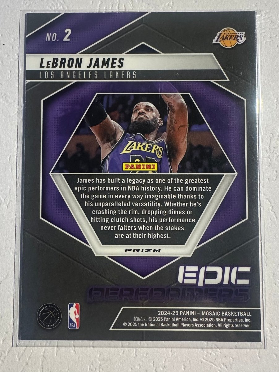 2024 - 25 Panini Mosaic LeBron James Insert Card Epic Performers Green Prizm SP by Coolectibles on MYNTED