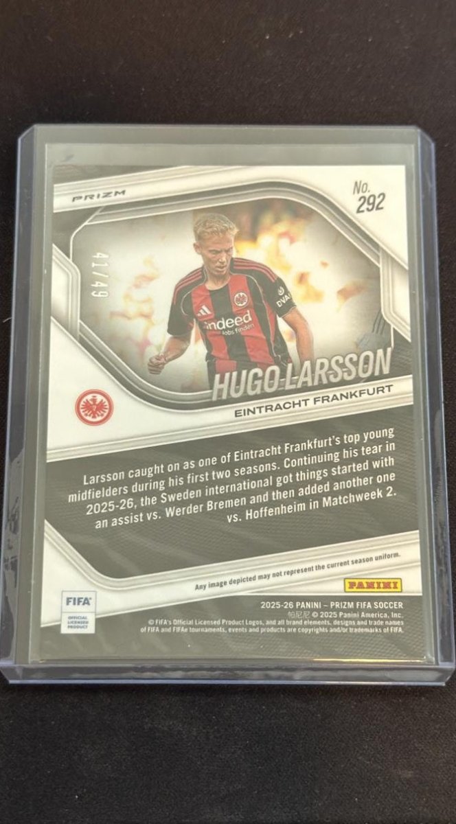 2025-26 Panini Prizm FIFA Hugo Larsson 292 Purple Wave /49 by House Of Cards on MYNTED