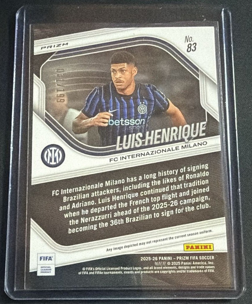2025-26 Panini Prizm FIFA Luis Henrique 83 Purple /199 by House Of Cards on MYNTED