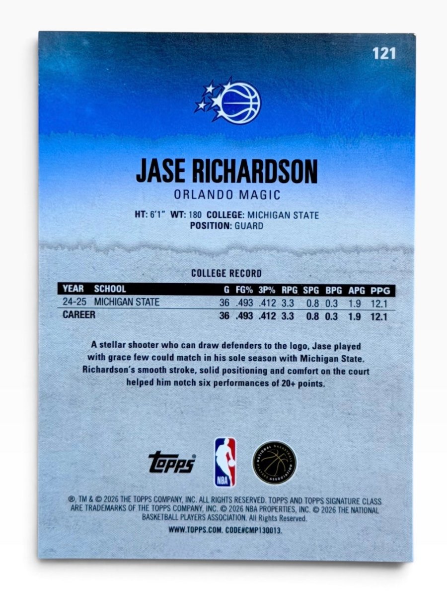 2025-26 Topps Signature Class Jase Richardson Blue /225 by Fabio’s Black Box on MYNTED