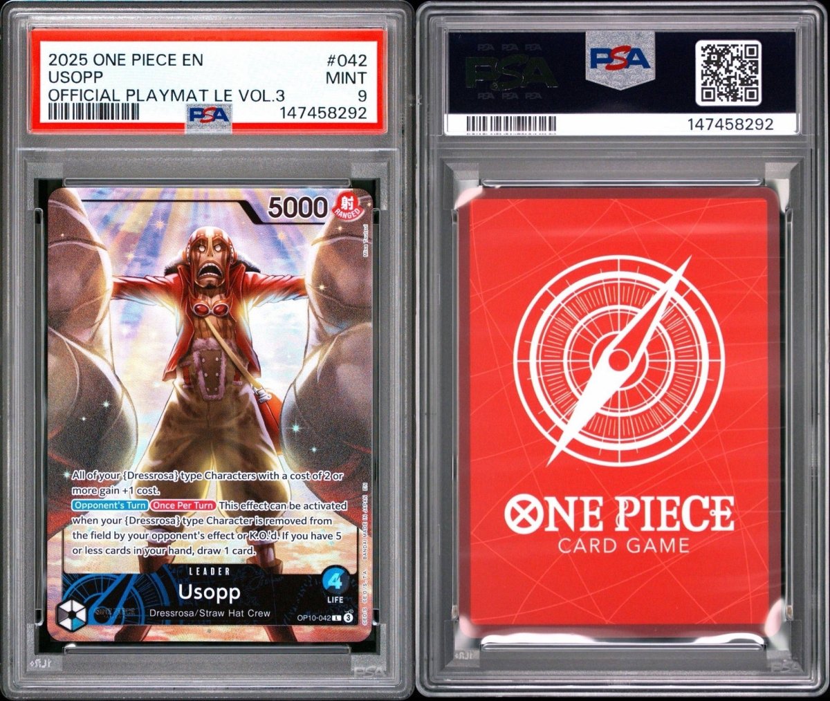 2025 One Piece Promos 042 Usopp Official Playmat Limited Edition 3 - PSA 9 by Sealed Collectibles on MYNTED