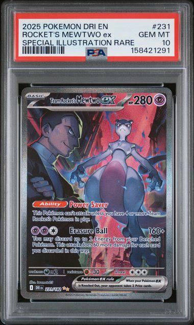 2025 POKEMON DRI EN-DESTINED RIVALS 231 TEAM ROCKET'S MEWTWO EX PSA 10 by PokeMagic on MYNTED