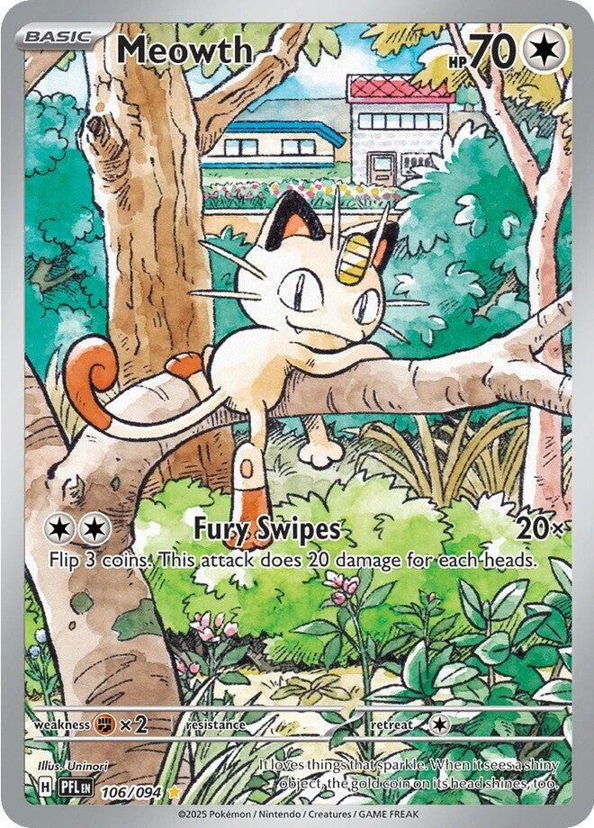 2025 Pokemon Phantasmal Flames Meowth Illustration Rare 106/094 by Coolectibles on MYNTED