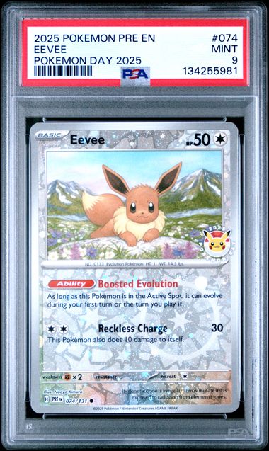 2025 POKEMON PRE EN - PRISMATIC EVOLUTIONS 074 EEVEE POKEMON DAY 2025 PSA 9 by PsychTCG on MYNTED