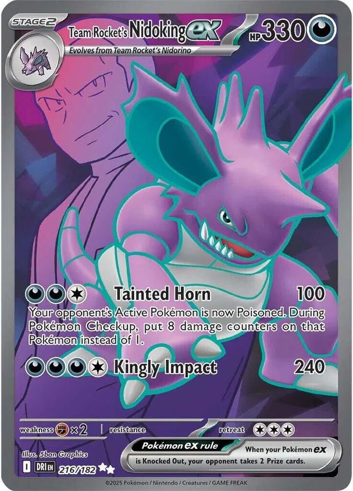 2025 Scarlet & Violet Destined Rivals Team Rocket's Nidoking EX 216/182 -Ultra Rare by Fabio’s Black Box on MYNTED