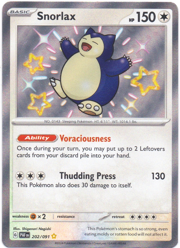 Snorlax Paldean Fates Shiny Rare 202/091