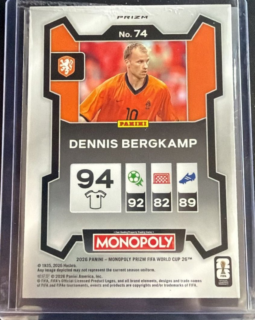 2026 Panini Prizm Monopoly FIFA World Cup Dennis Bergkamp 74 Blue Wave by House Of Cards on MYNTED