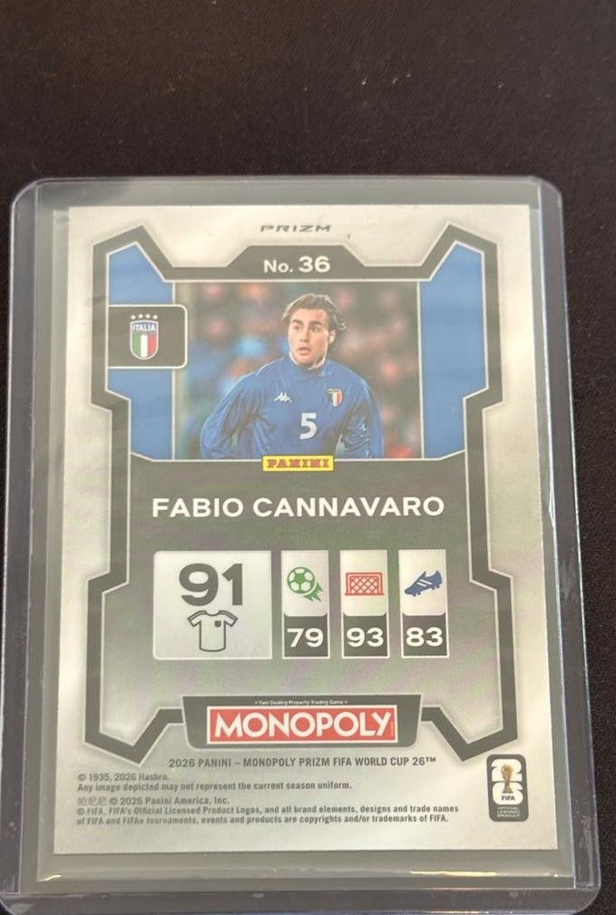 2026 Panini Prizm Monopoly FIFA World Cup Fabio Cannavaro 36 Red by House Of Cards on MYNTED