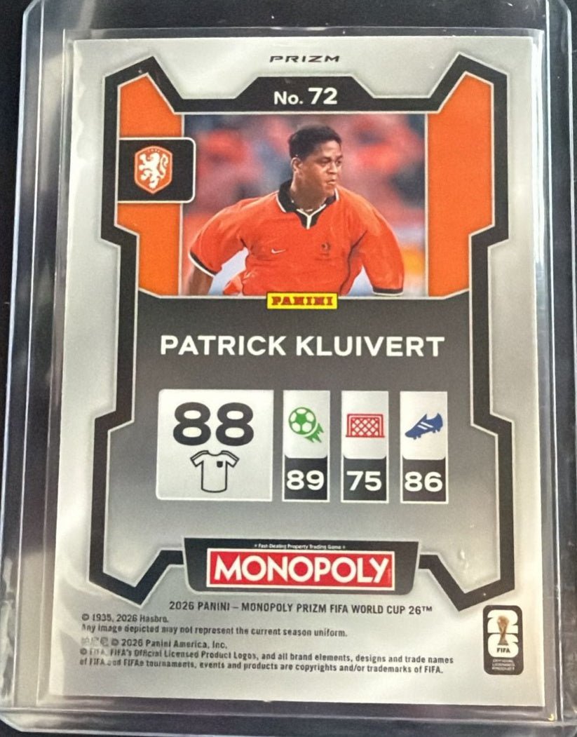 2026 Panini Prizm Monopoly FIFA World Cup Patrick Kluivert 72 Gold Cracked Ice by House Of Cards on MYNTED