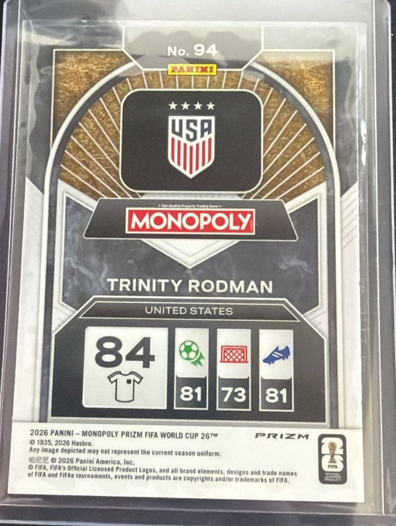 2026 Panini Prizm Monopoly FIFA World Cup Trinity Rodman 94 Blue Wave by House Of Cards on MYNTED
