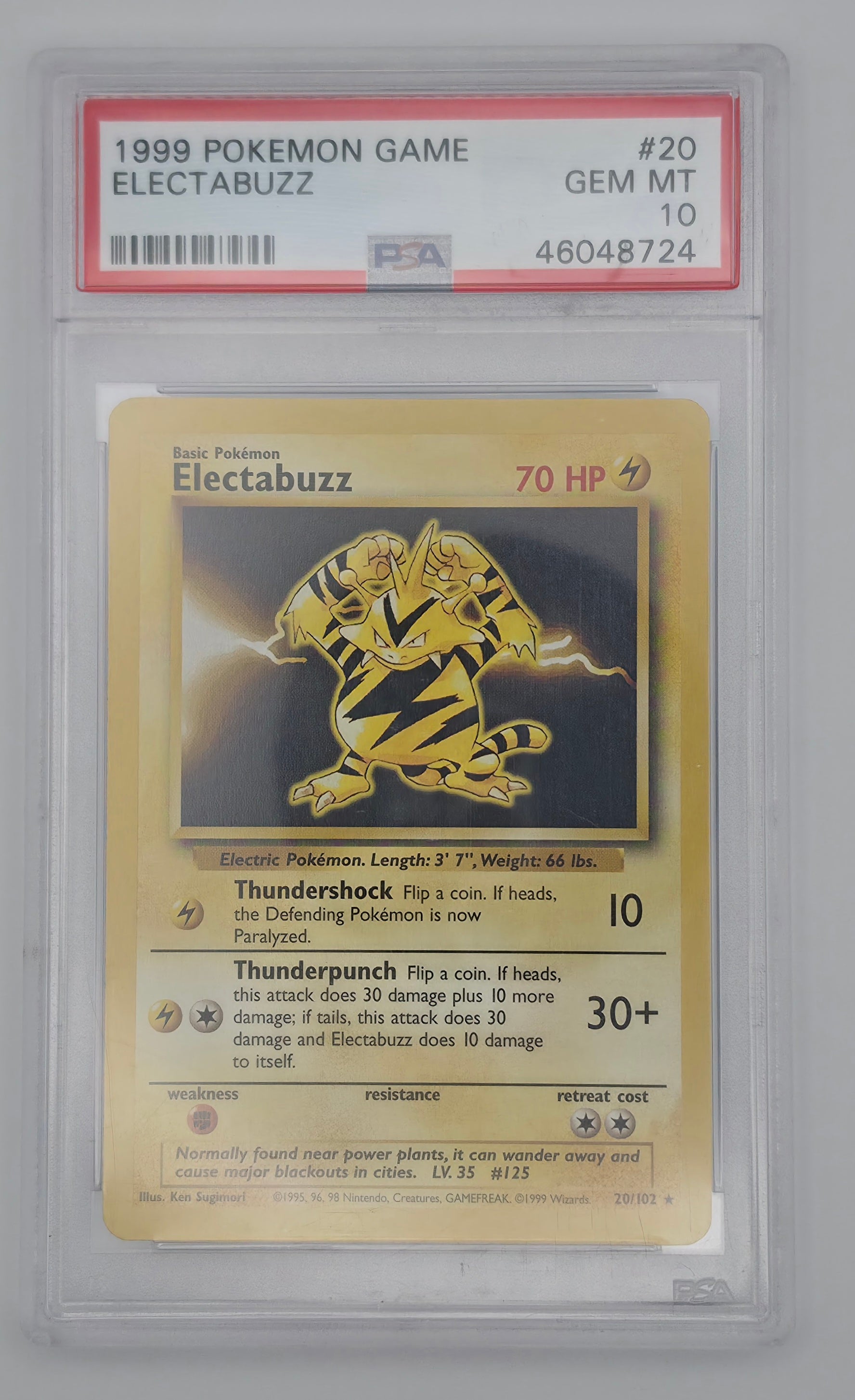 1999 POKEMON GAME #20 Electabuzz -  PSA GEM MINT 10