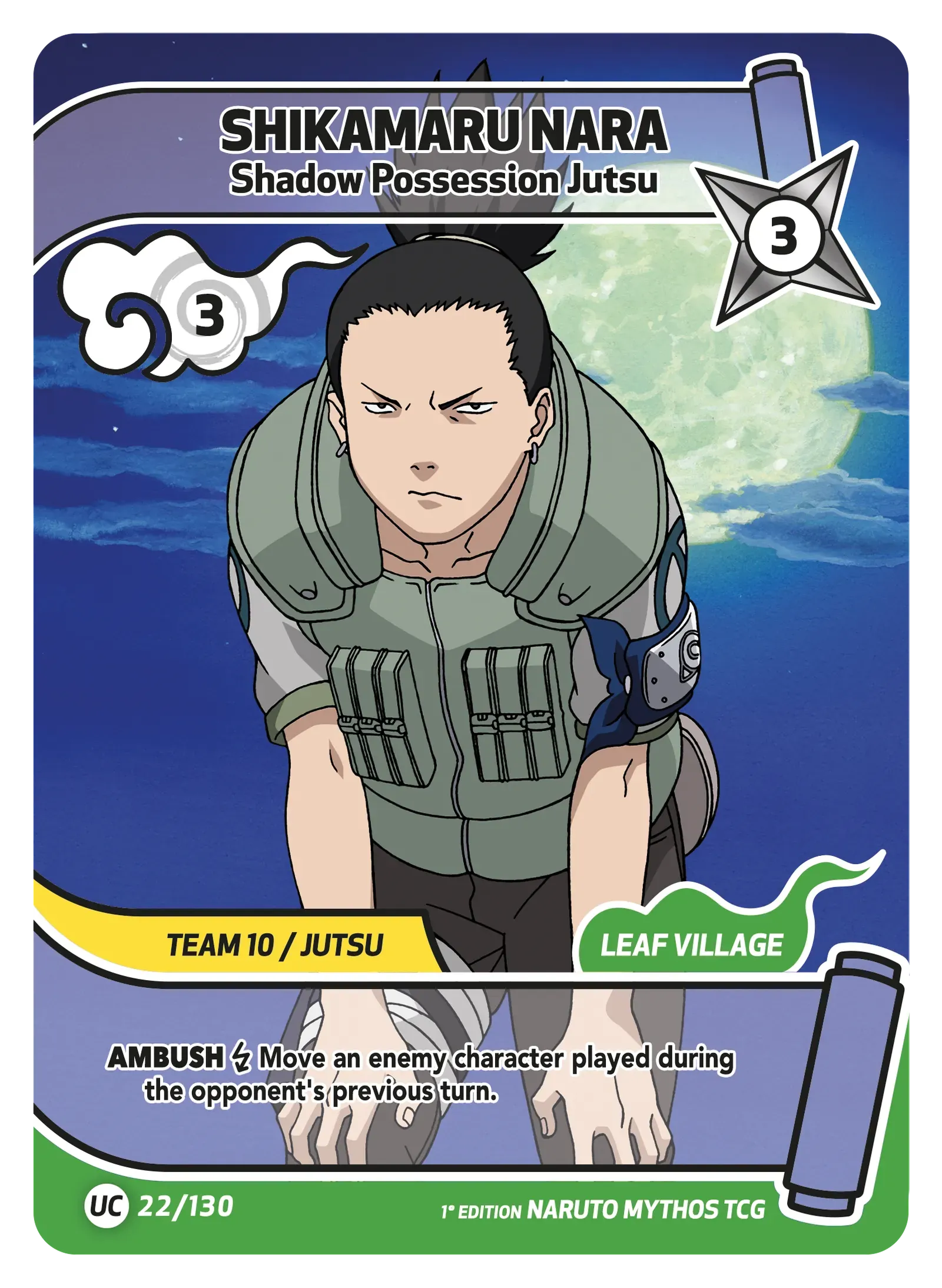 Mythos Naruto Konoha Shido 1st Edition : Shikamaru Nara Shadow Possession Jutsu 022UC-Holo
