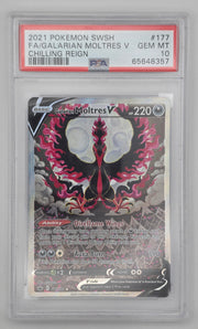 2021 POKEMON SWORD & SHIELD CHILLING REIGN #177 FA/GALARIAN MOLTRES V CHILLING REIGN - PSA GEM MINT 10