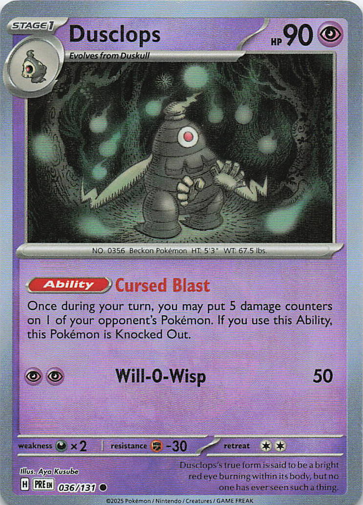 Dusclops (Master Ball Pattern) Prismatic Evolutions Common 036/131
