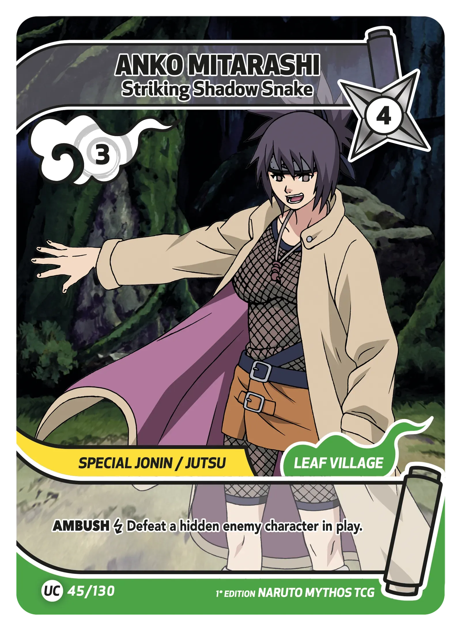 Mythos Naruto Konoha Shido 1st Edition : Anko Mitarashi Striking Shadow Snake 045UC-Holo