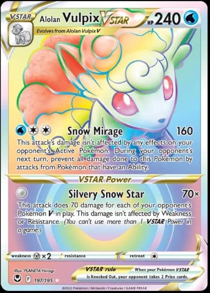 alolan vulpix vstar (secret) Silver tempest 197/195