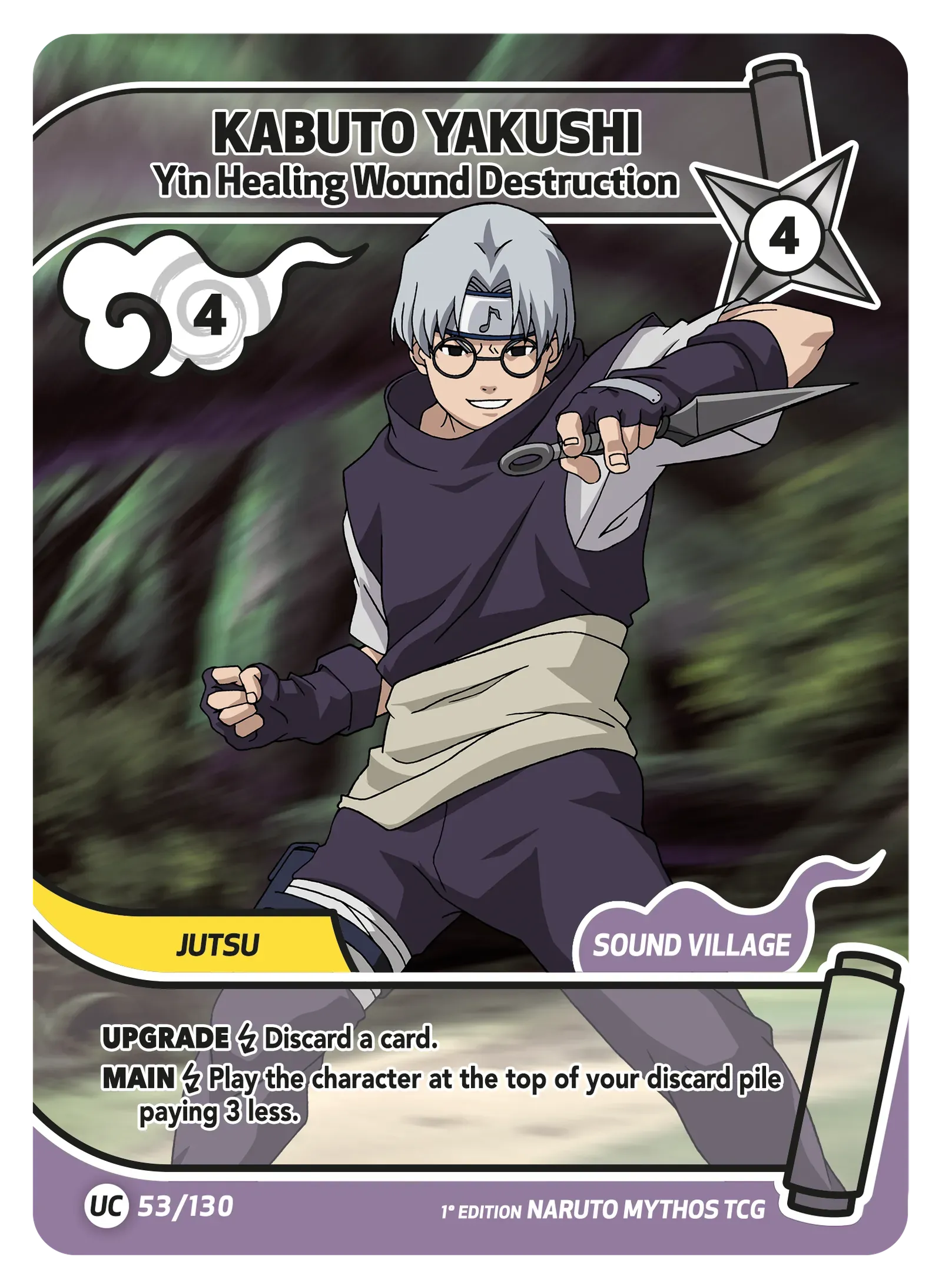 Mythos Naruto Konoha Shido 1st Edition : Kabuto Yakushi Yin Healing Wound Destruction 053UC-Holo