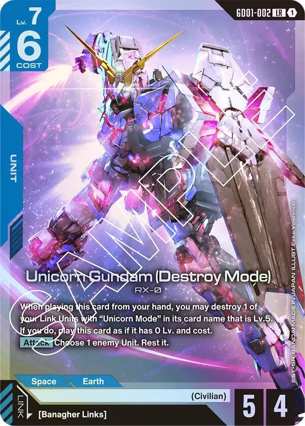 Gundam - Unicorn Gundam (Destroy Mode) - Newtype Rising (GD01)