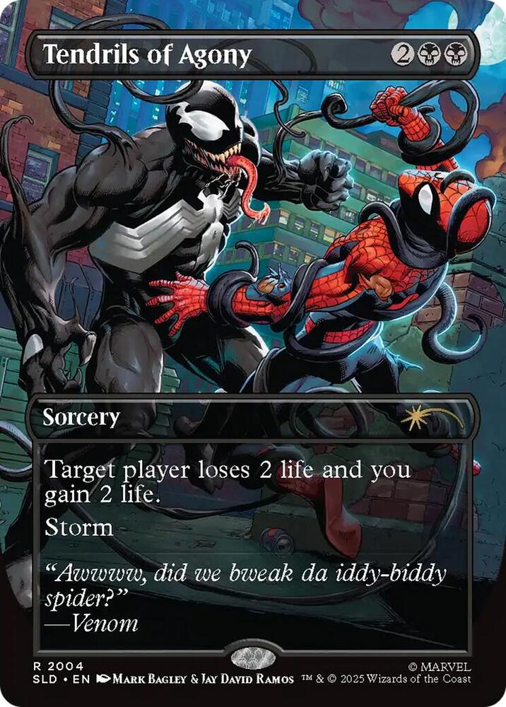 MTG Magic The Gathering Marvel Spiderman Secret Liar Drop Tendrils of Agony (Foil ) R