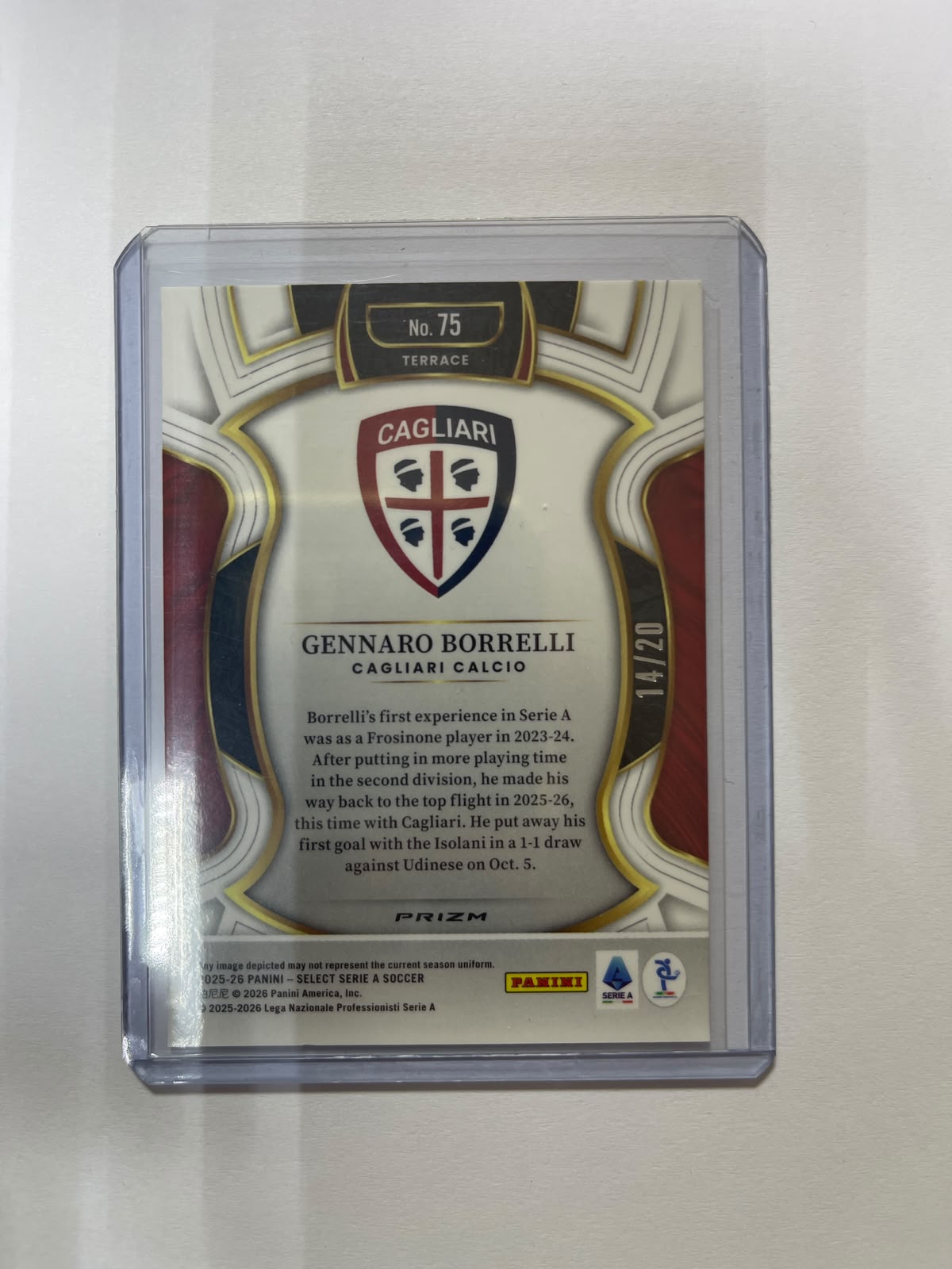Gennaro Borrelli RC /20 - 25-26 Panini Select Serie A - Cagliari Calcio