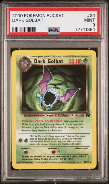 PSA 9 Pokemon Dark Golbat Team Rocket Unlimited 24/82 - 777 Lucky Cert Number