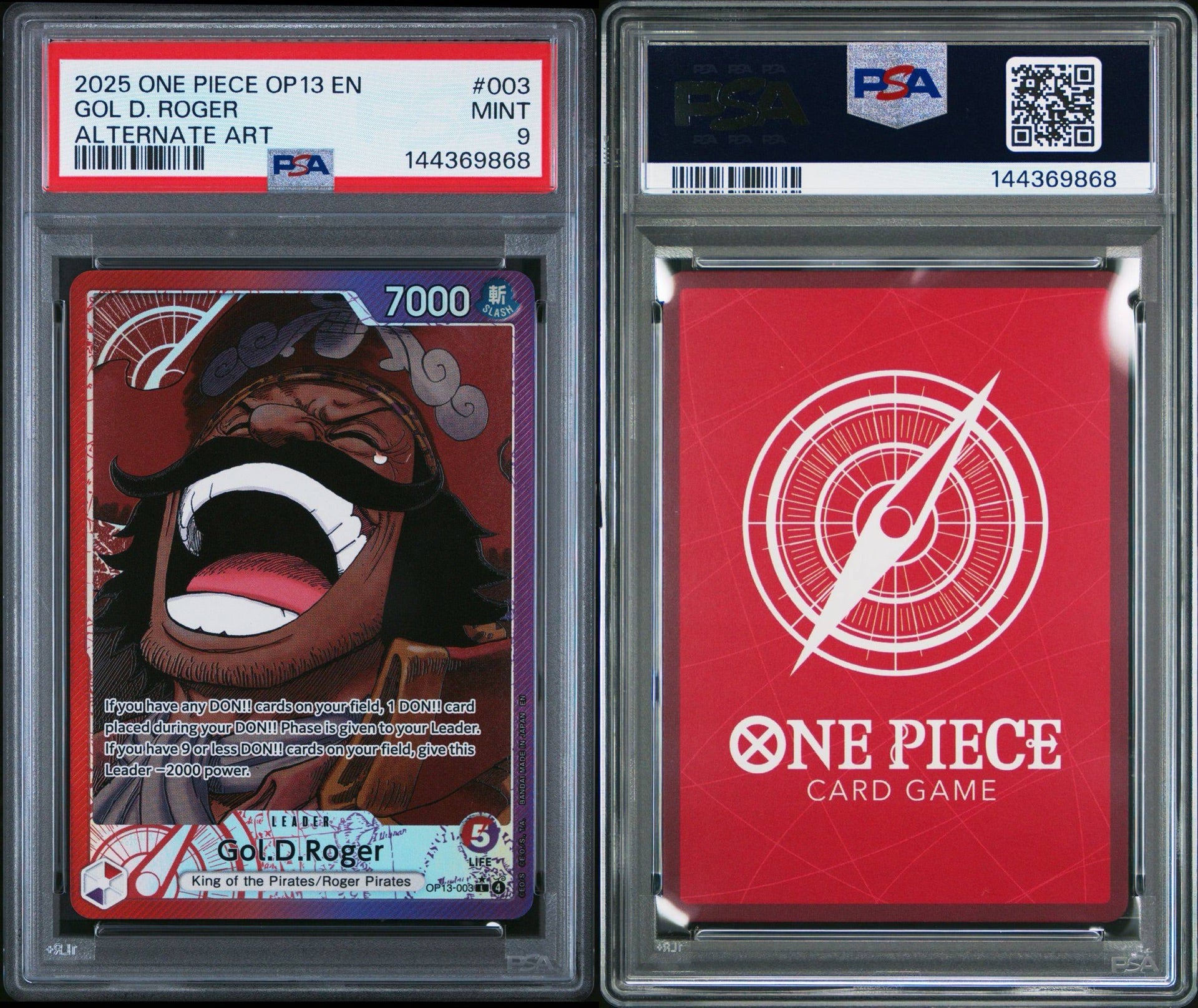 2025 One Piece OP13-003 Gol D. Roger Alternate Art - PSA 9