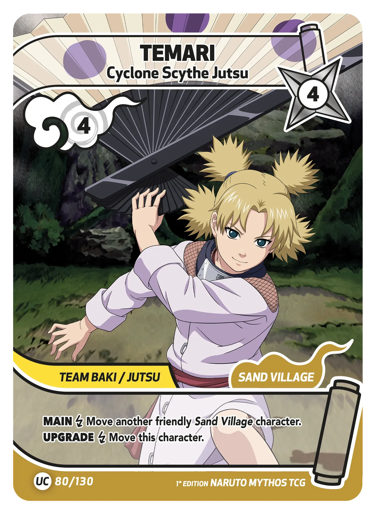 Mythos Naruto Konoha Shido 1st Edition : Temari Cyclone Scythe Jutsu 080UC-Holo