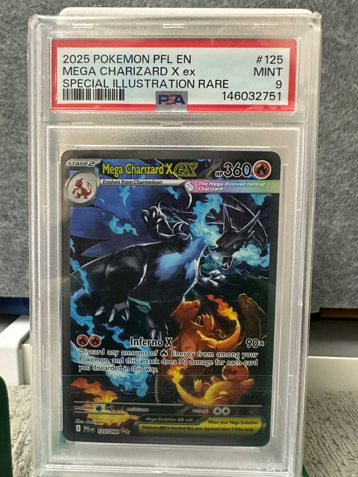 Mega Charizard X ex #125 Pokemon Phantasmal Flames - PSA 9