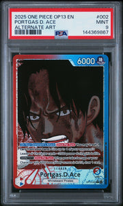 2025 One Piece OP13 - #002 Portgas D. Ace Alternate Art - PSA 9