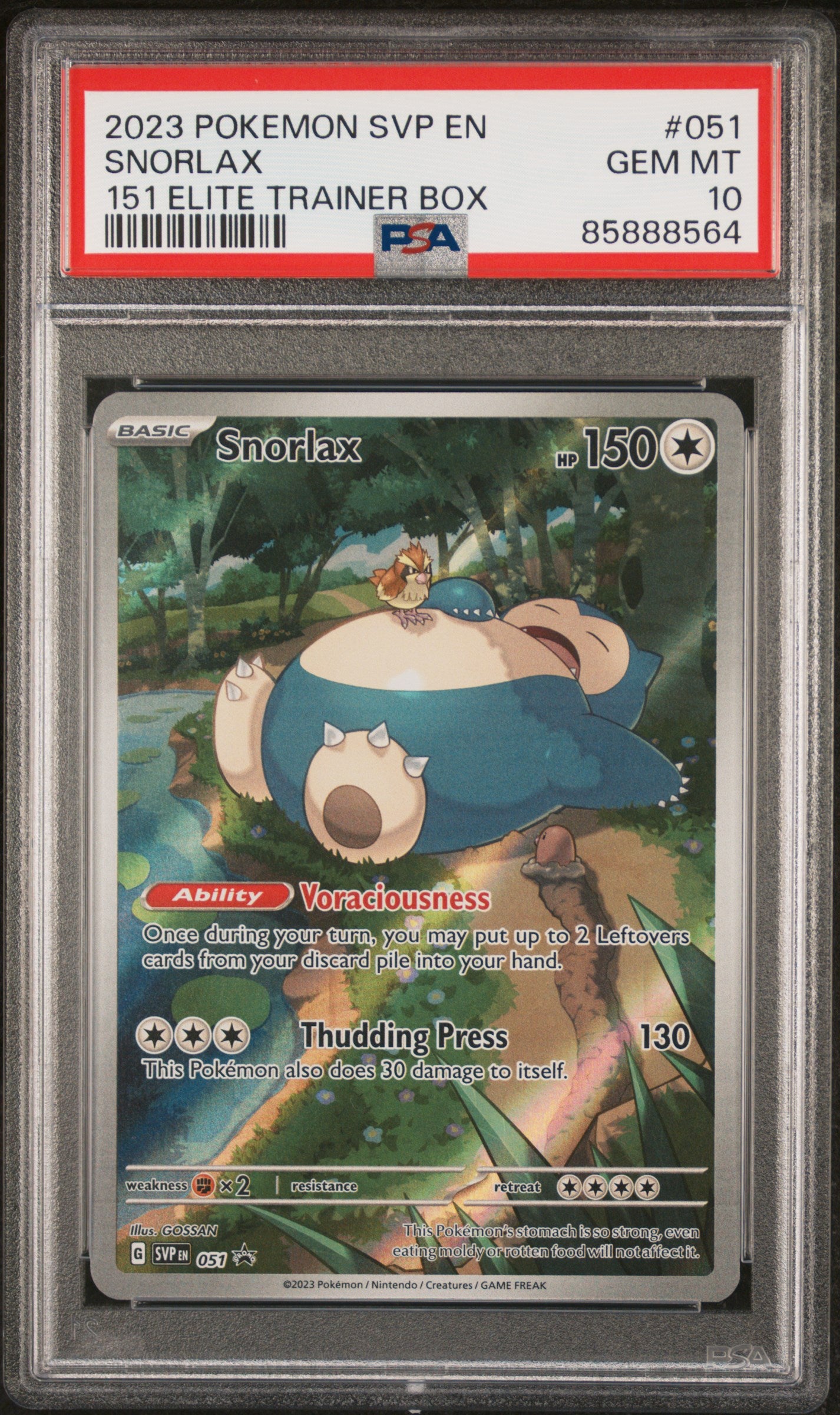 2023 POKEMON SVP EN-SV BLACK STAR PROMO #051 SNORLAX 151 ELITE TRAINER BOX - PSA GEM MINT 10