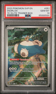2023 POKEMON SVP EN-SV BLACK STAR PROMO #051 SNORLAX 151 ELITE TRAINER BOX - PSA GEM MINT 10