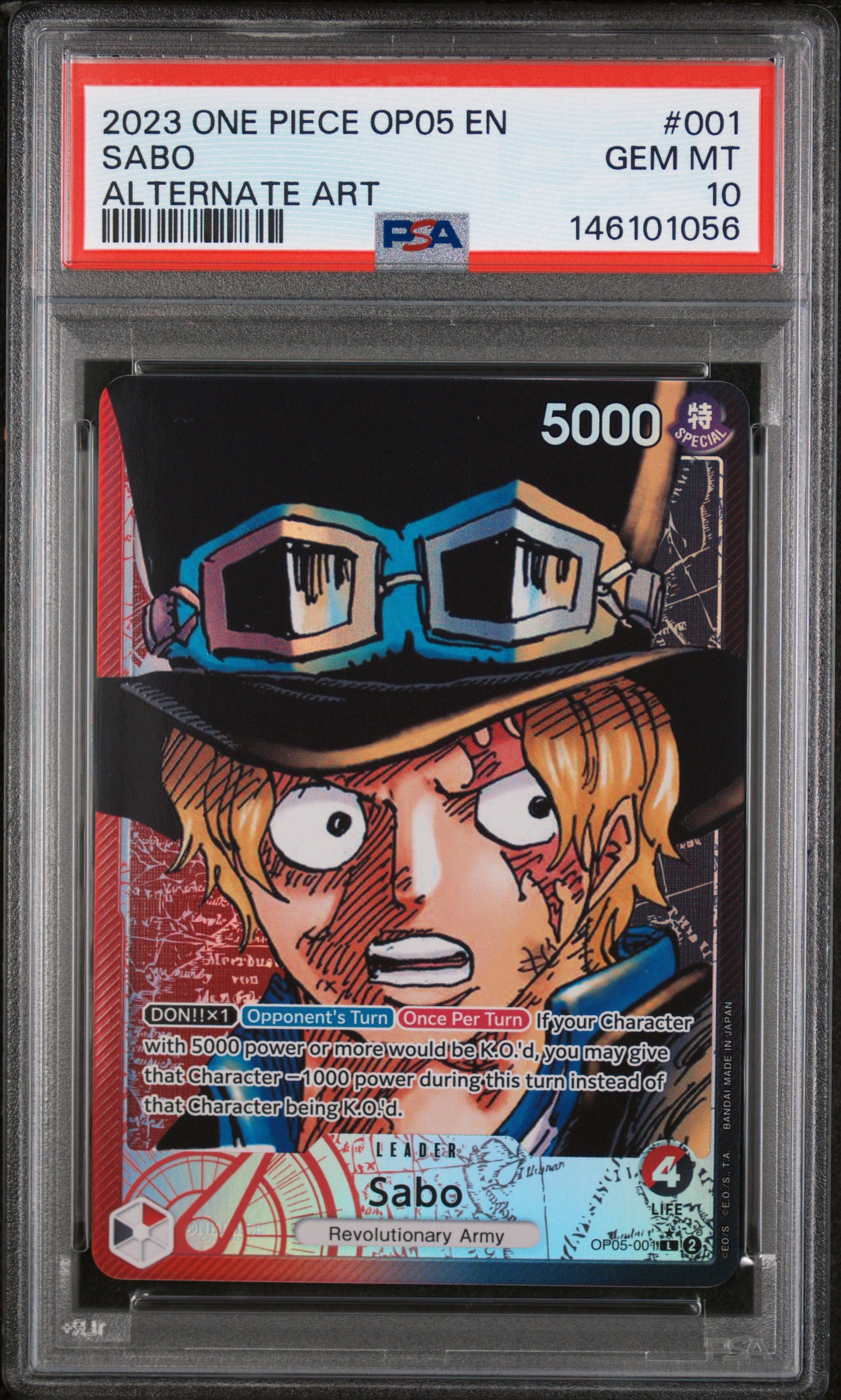 PSA 10 - One Piece - Sabo - Alt Art Leader - OP05