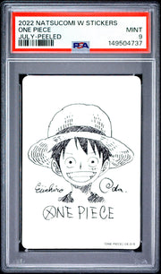 PSA 9 - One Piece - Monkey D Luffy with Eiichiro Oda signature (autograph) - 2022 Natsucomi W Stickers