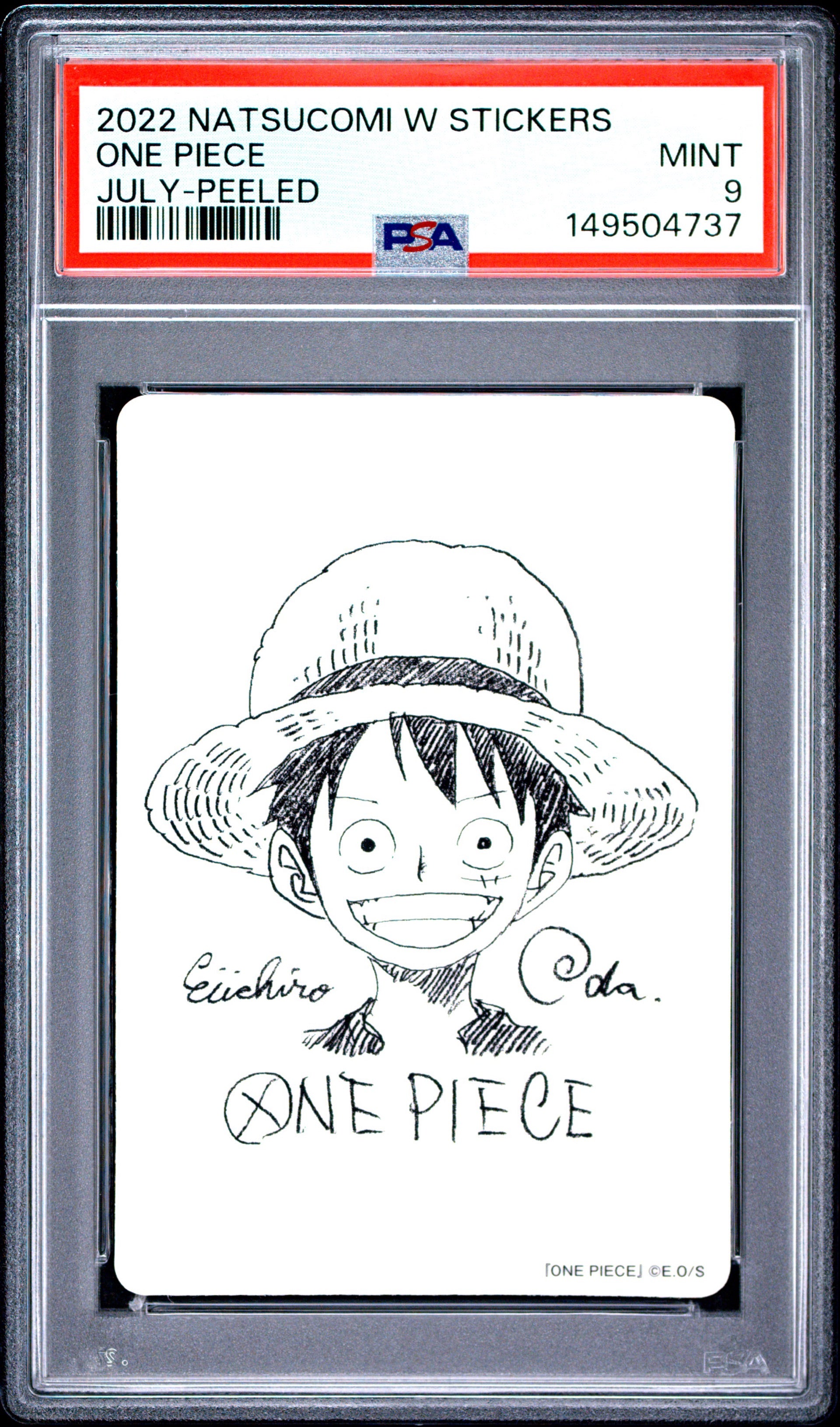 PSA 9 - One Piece - Monkey D Luffy with Eiichiro Oda signature (autograph) - 2022 Natsucomi W Stickers