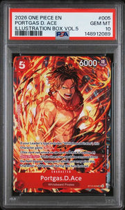 One Piece TCG: PROMOS #005 PORTGAS D. ACE ILLUSTRATION BOX VOL.5 PSA 10