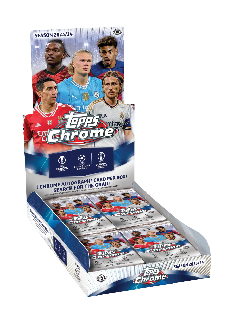 2023/24 Topps Chrome UEFA Club Competitions Soccer Hobby Box - Factory Sealed
