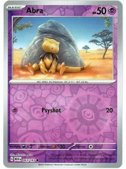 Abra 063/165 - Reverse Holo (Pokemon 151) by The Cardboard Grind on MYNTED