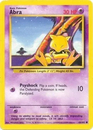Abra Base Set (Unlimited) Common • 43 Normal by Marnie’s TCG on MYNTED