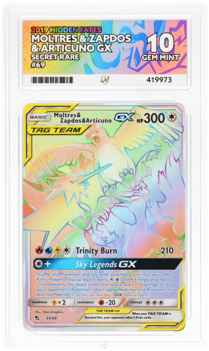ACE 10 | Moltres & Zapdos & Articuno GX 69/68 by Gem Mint Unc on MYNTED