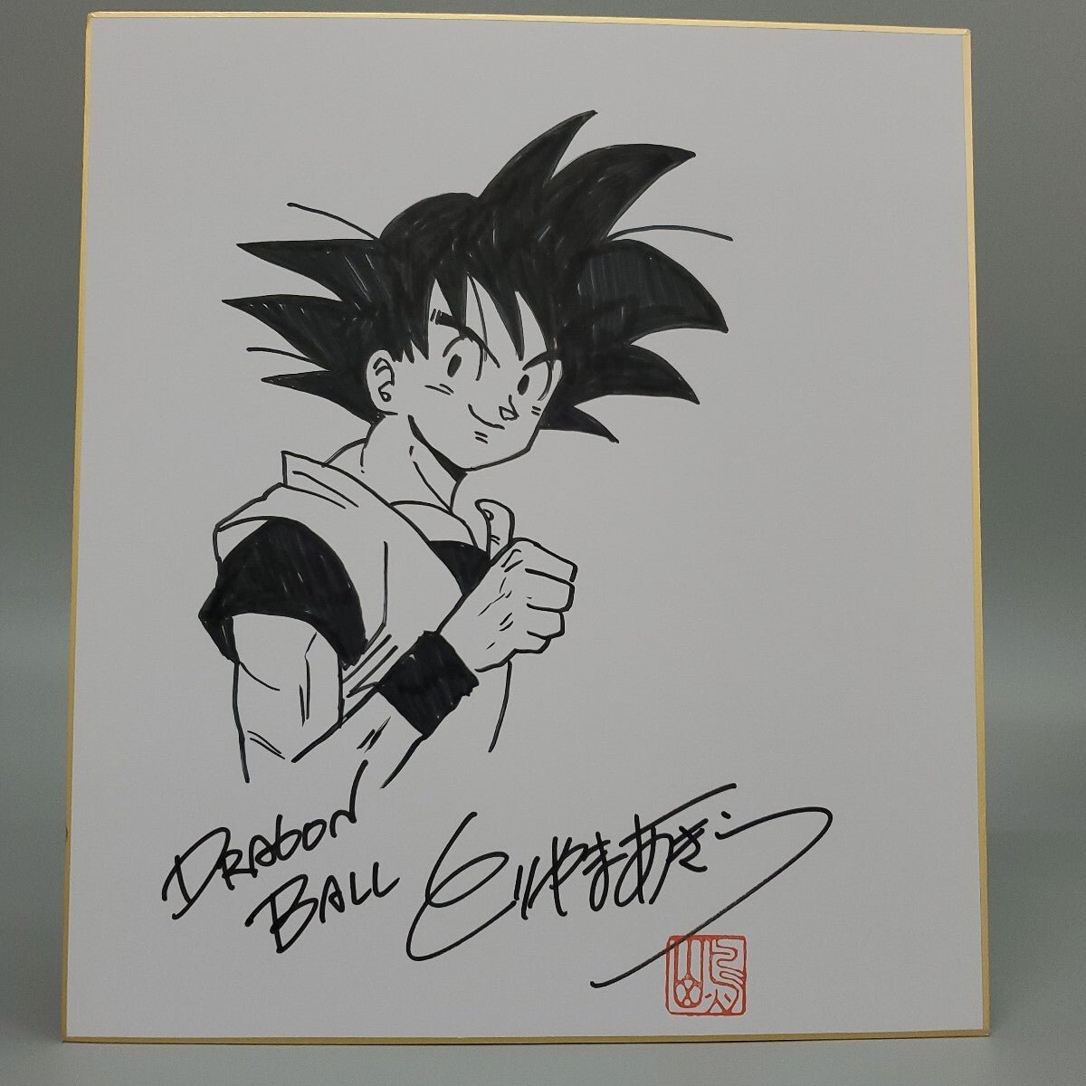 Akira Toriyama Dragon Ball Son Goku Signed Shikishi - Monochrome Art Board by Moe‘s Vault on MYNTED
