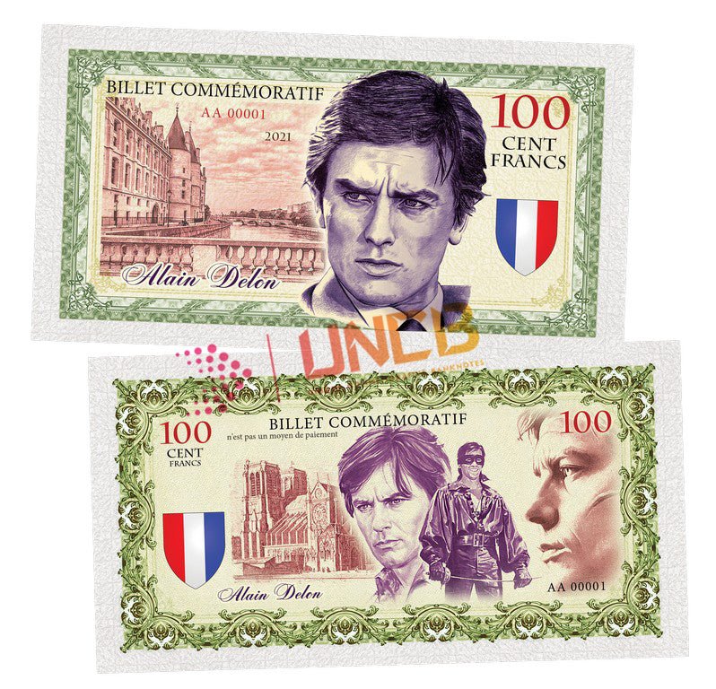 Alain Delon 100 Cent Francs UNCB banknote by UNCB on MYNTED