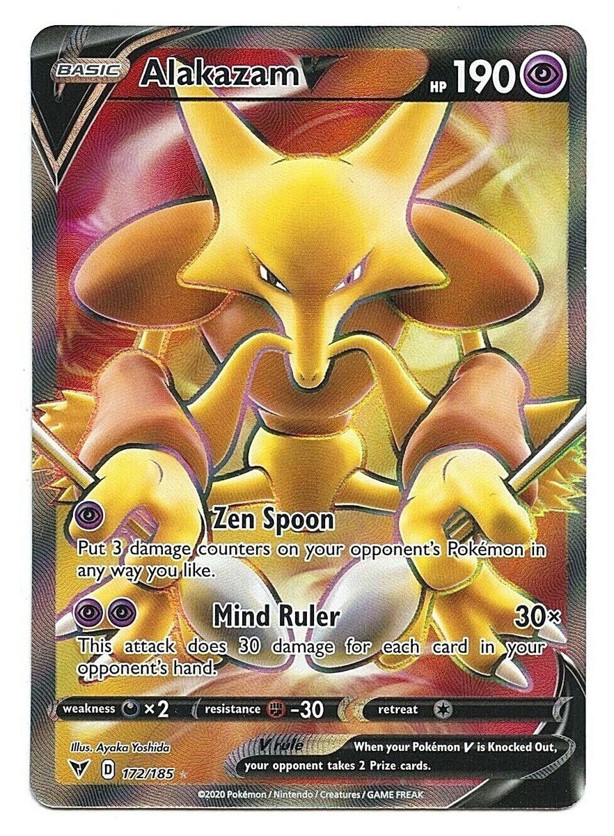 Alakazam V 172/185 - Vivid Voltage Ultra Rare Holofoil Full Art Pokemon Card NM by Falconloot on MYNTED