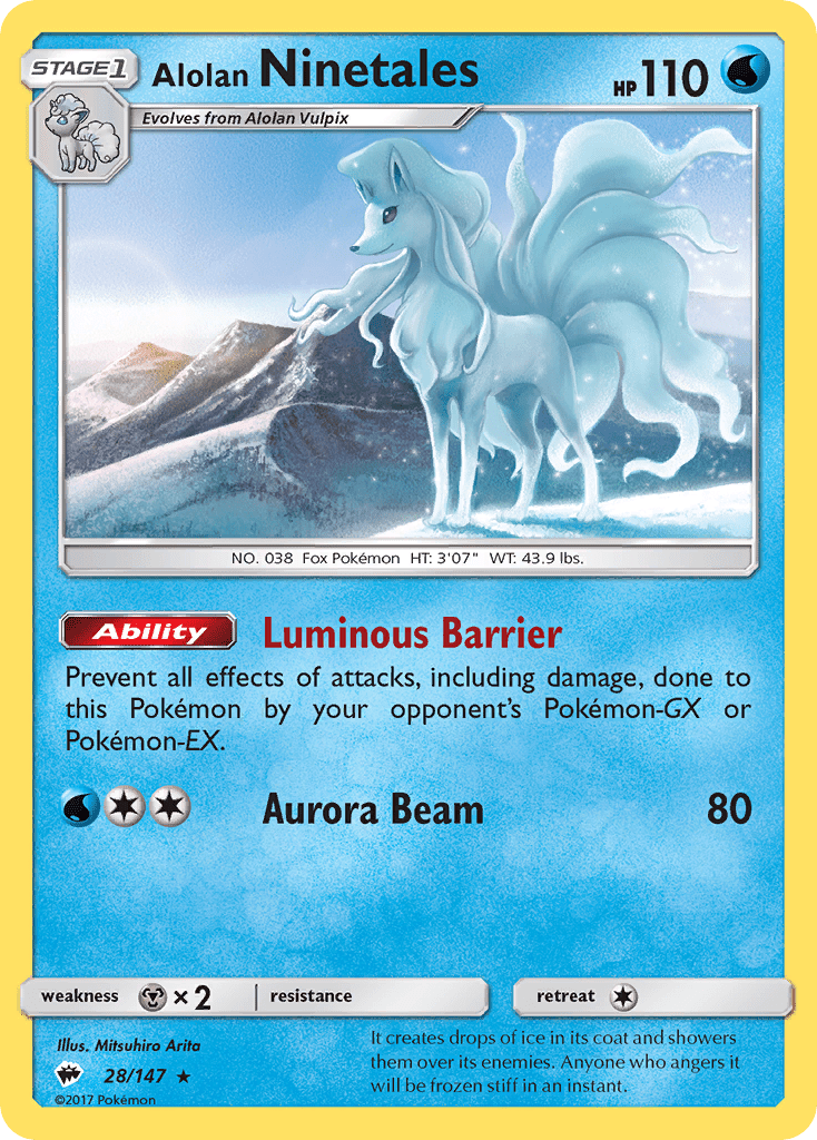 Alolan Ninetales - Burning Shadows 28/147 Reverse Holofoil by The Greatest on MYNTED
