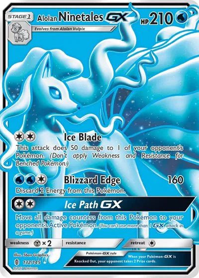 Alolan Ninetales GX (Full Art) Guardians Rising Ultra Rare 132/145 by tradin9ape on MYNTED
