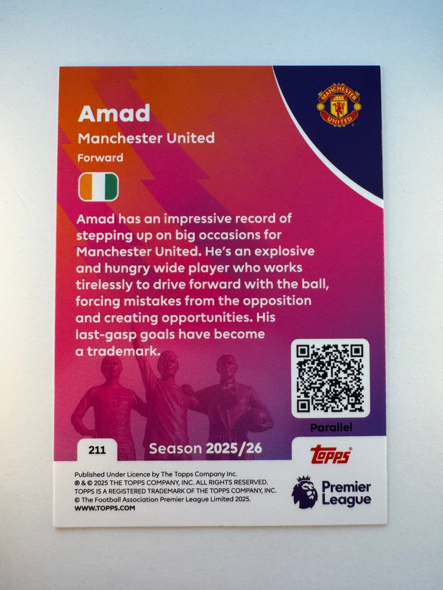 Amad 211 Pink Crystal 002/399 — 2025 - 26 Topps Premier League — Manchester United by KitRoom Cards on MYNTED