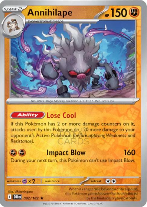 Annihilape [Reverse Holo] 92 Pokemon Destined Rivals by Moe‘s Vault on MYNTED