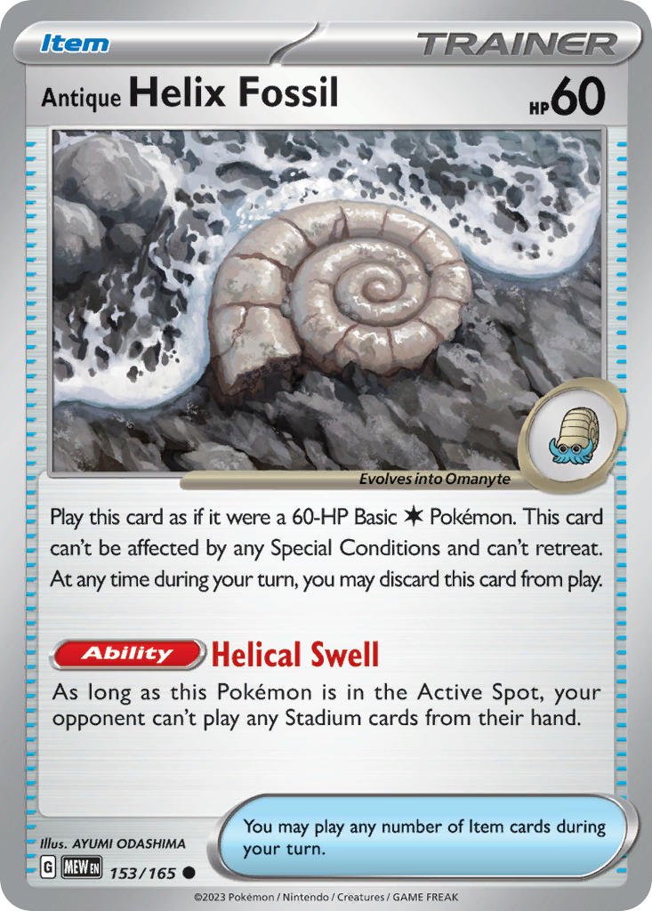 Antique Helix Fossil · 151 (MEW) 153 (Normal) Trainer Item by PokeMarsi on MYNTED