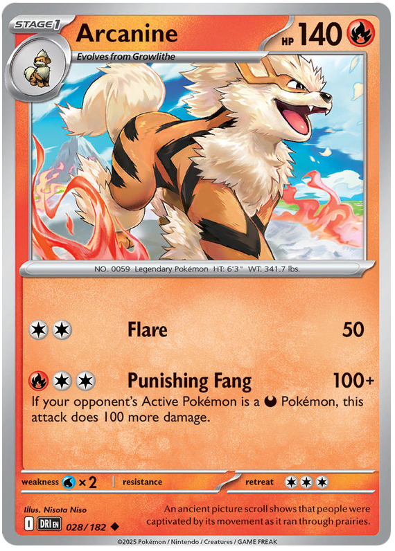 Arcanine 028/182 Uncommon | Scarlet & Violet – Destined Rivals by Worth the XP on MYNTED